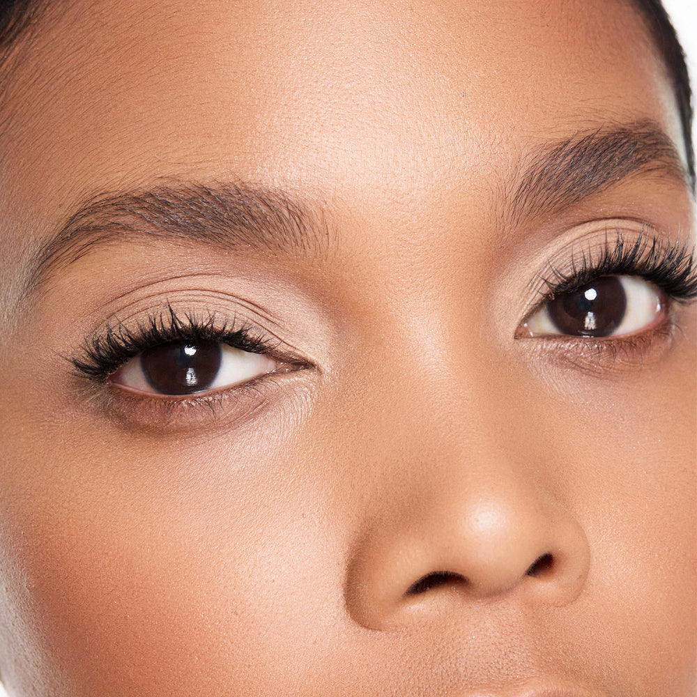 Close-up of a person's eyes with color bobe eyeshadow makeup
