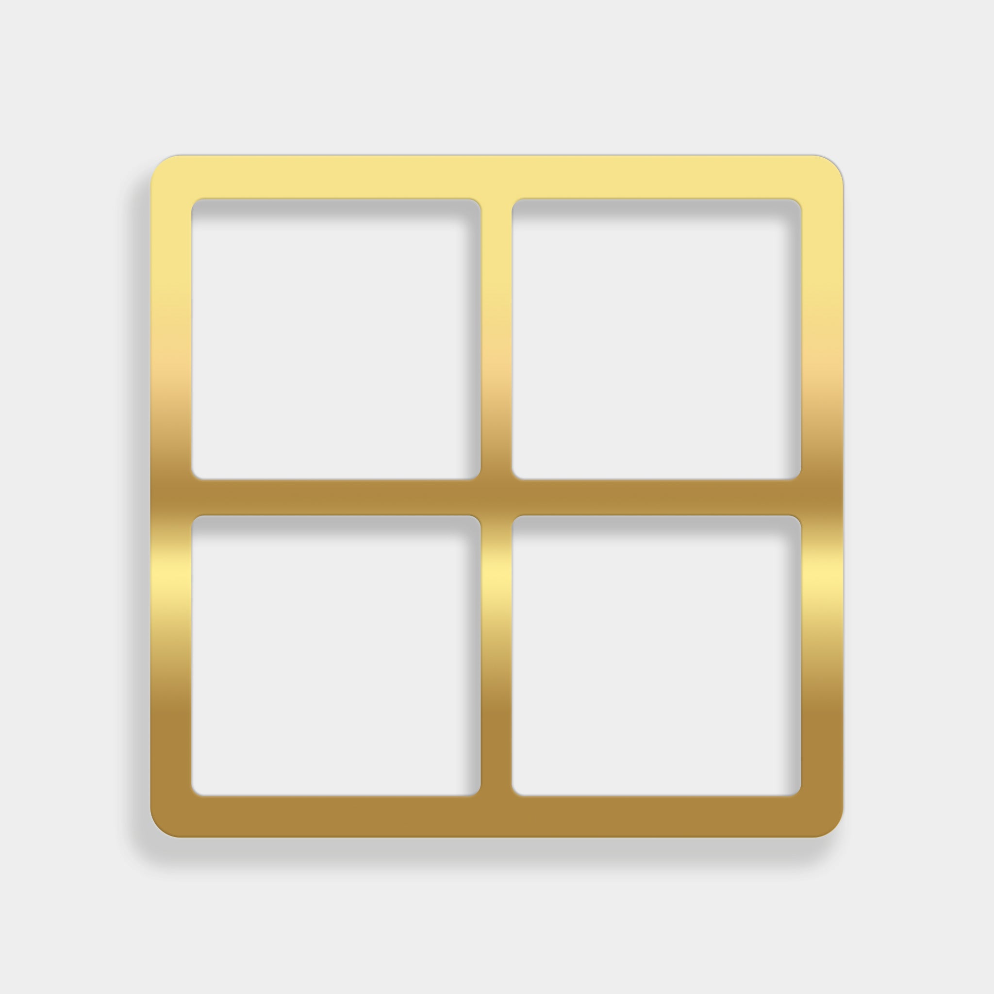 Gold four square insert with grey background.