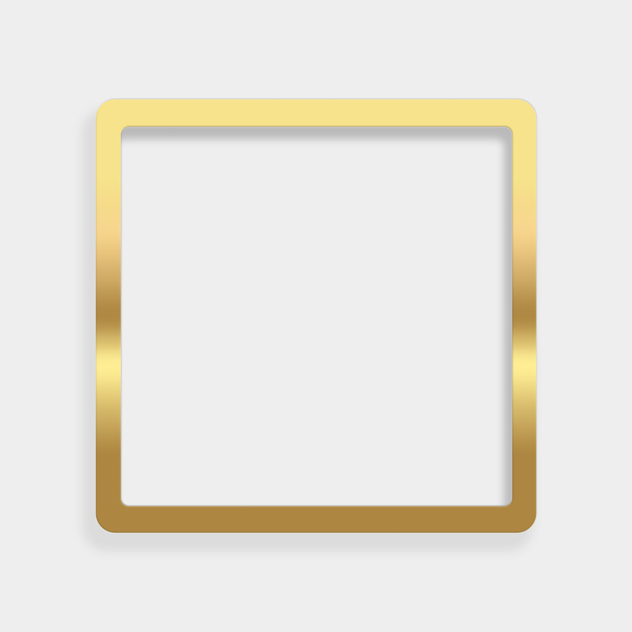 Gold square insert on a white background
