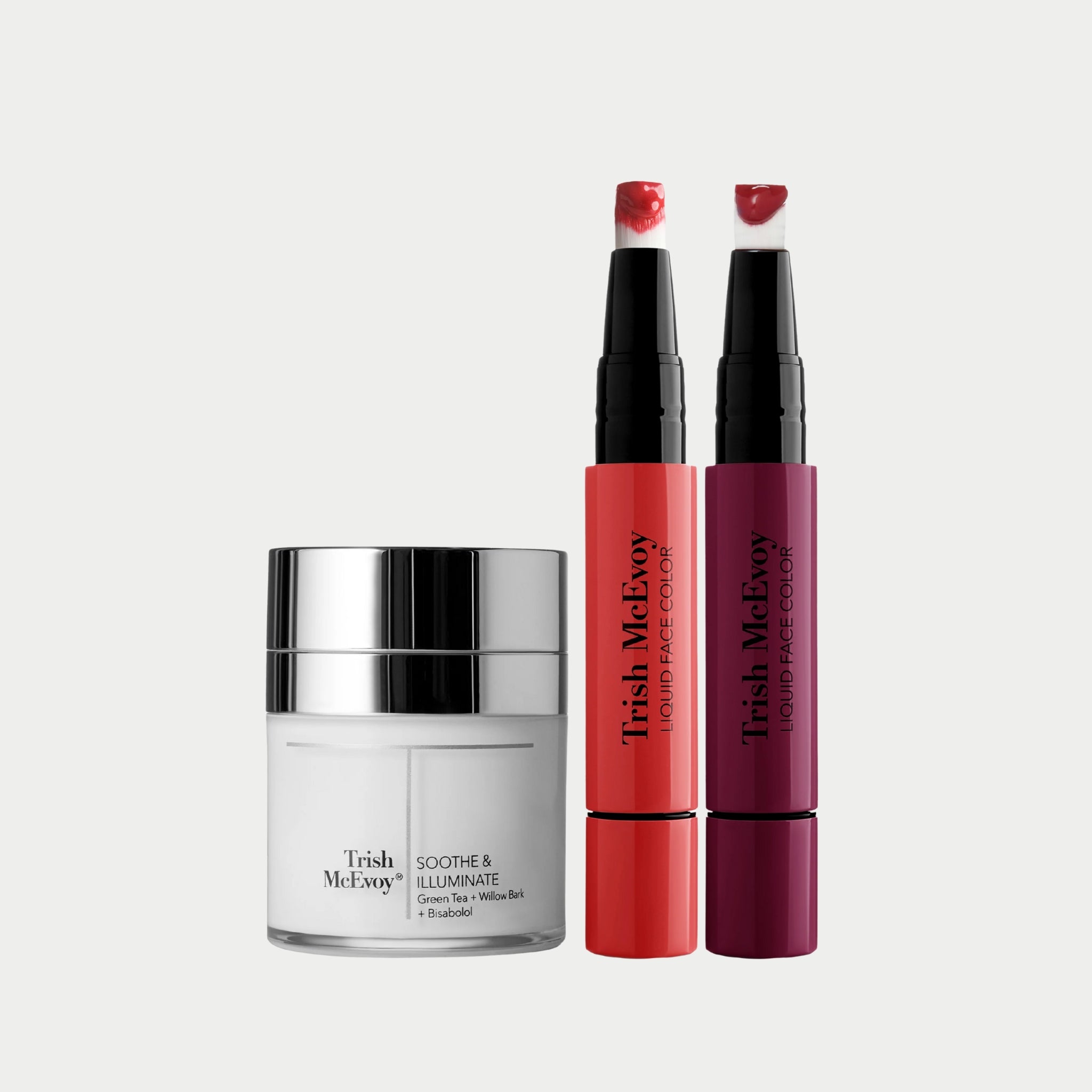 Trish McEvoy skincare and makeup products on a white background