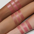 blush swatches on three different skin tones