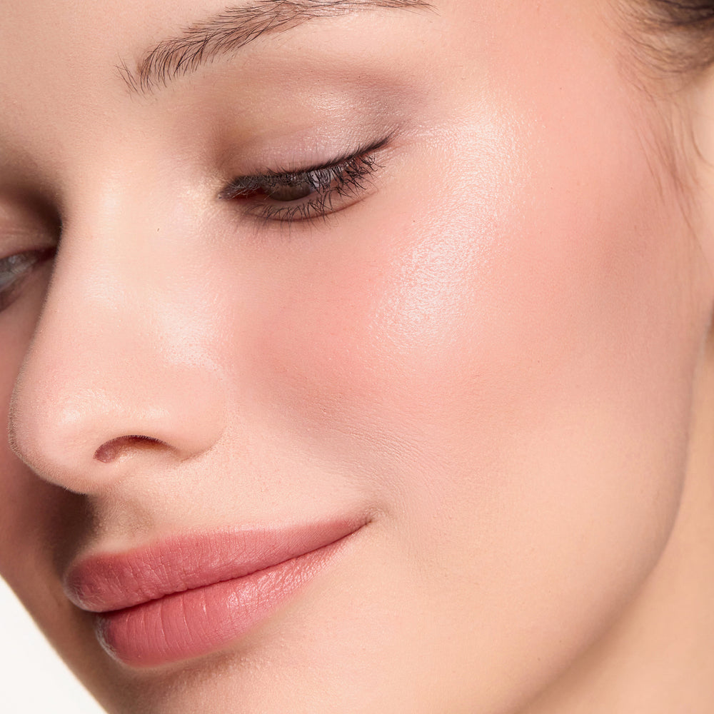 Close-up of a woman's face with so glamorous blush