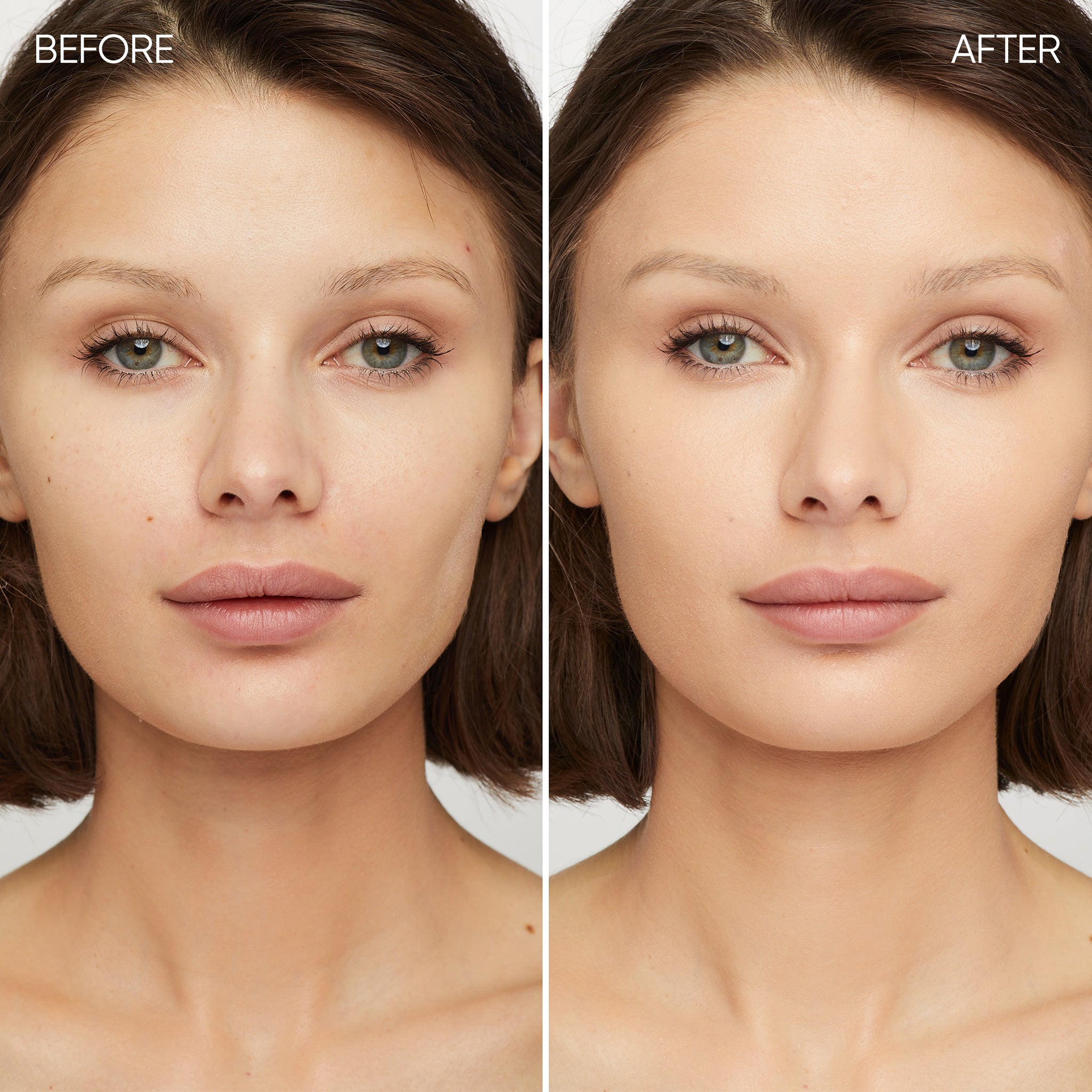 Before and after comparison of a woman's face