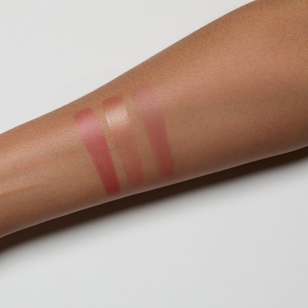 blush swatches on a person's arm