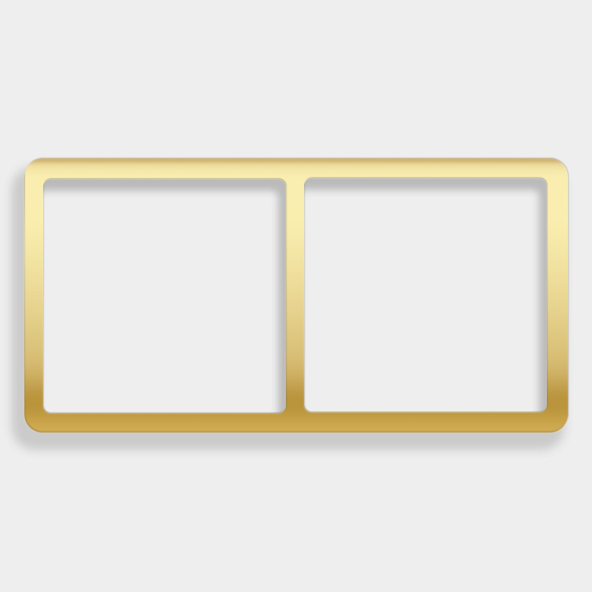 Gold rectangular insert with two square cutouts on a white background