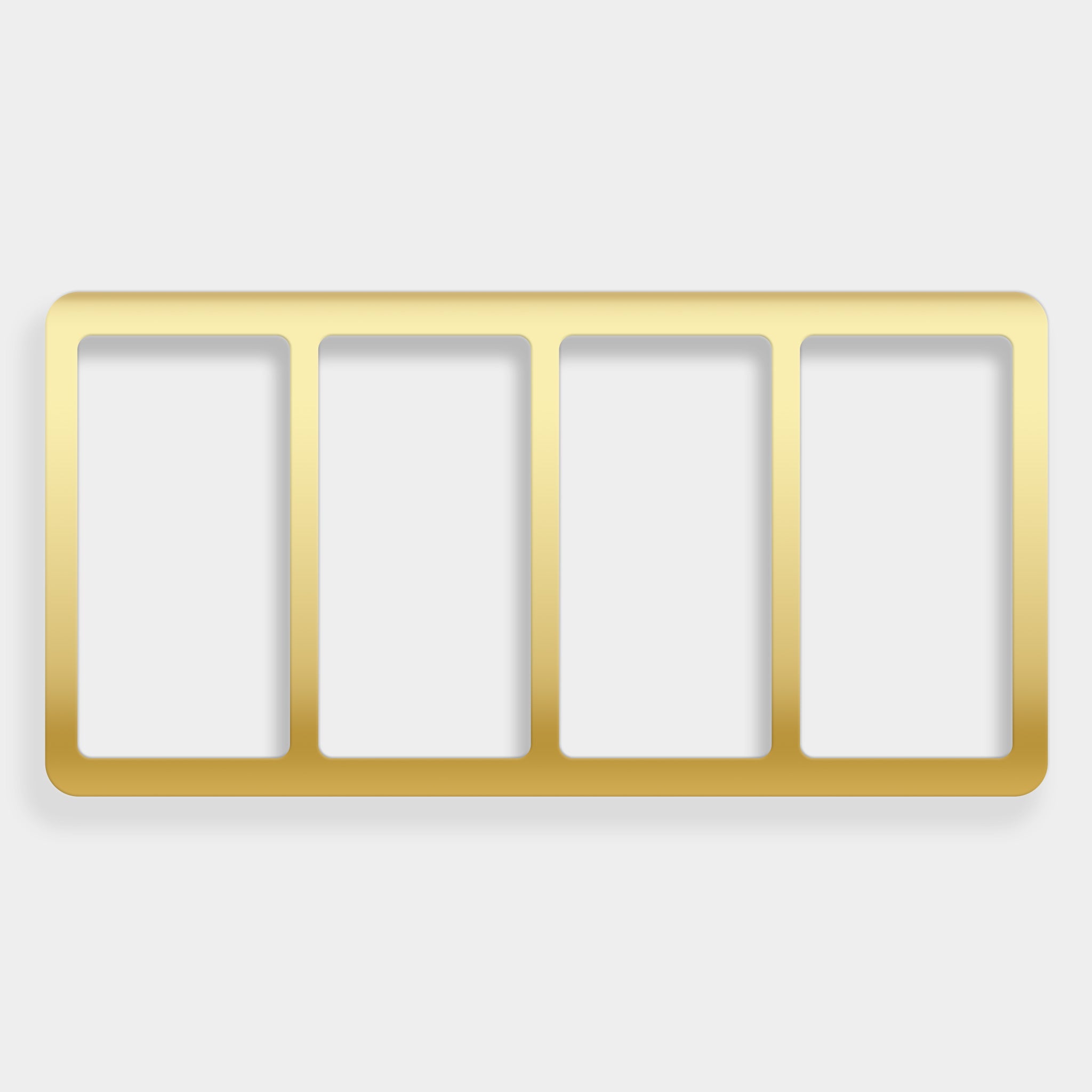 Gold rectangular insert with four square sections on a white background