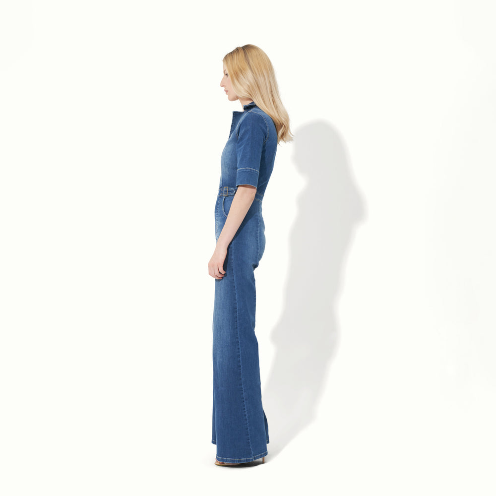 Cassandra The Flared Jumpsuit in Fawcett Blue